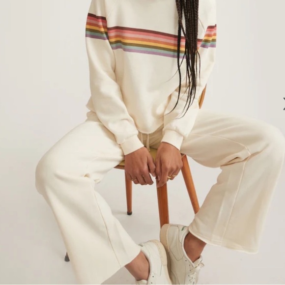NWT Marine Layer Anytime Wide Leg Sweatpant Pants Pant Antique White M - Picture 1 of 6